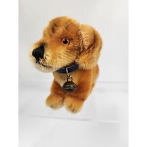 1950 Steiff Germany Gold Blonde Mini 3"x 5.5" Dachshund Dog Mohair Blue Collar